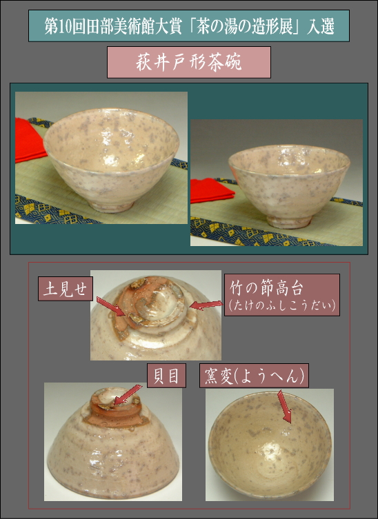 第10回田部美術館大賞「茶の湯の造形展」入選作品・萩井戸形茶碗の詳細説明