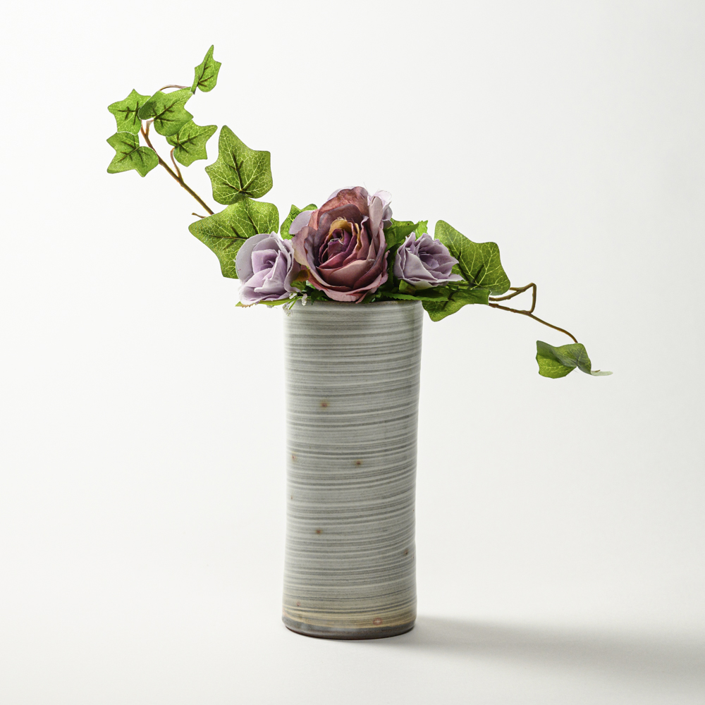 萩焼(伝統的工芸品)花入刷毛青筒