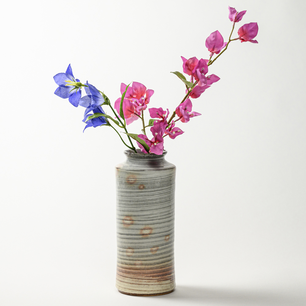 萩焼(伝統的工芸品)花入刷毛青荒肩衝
