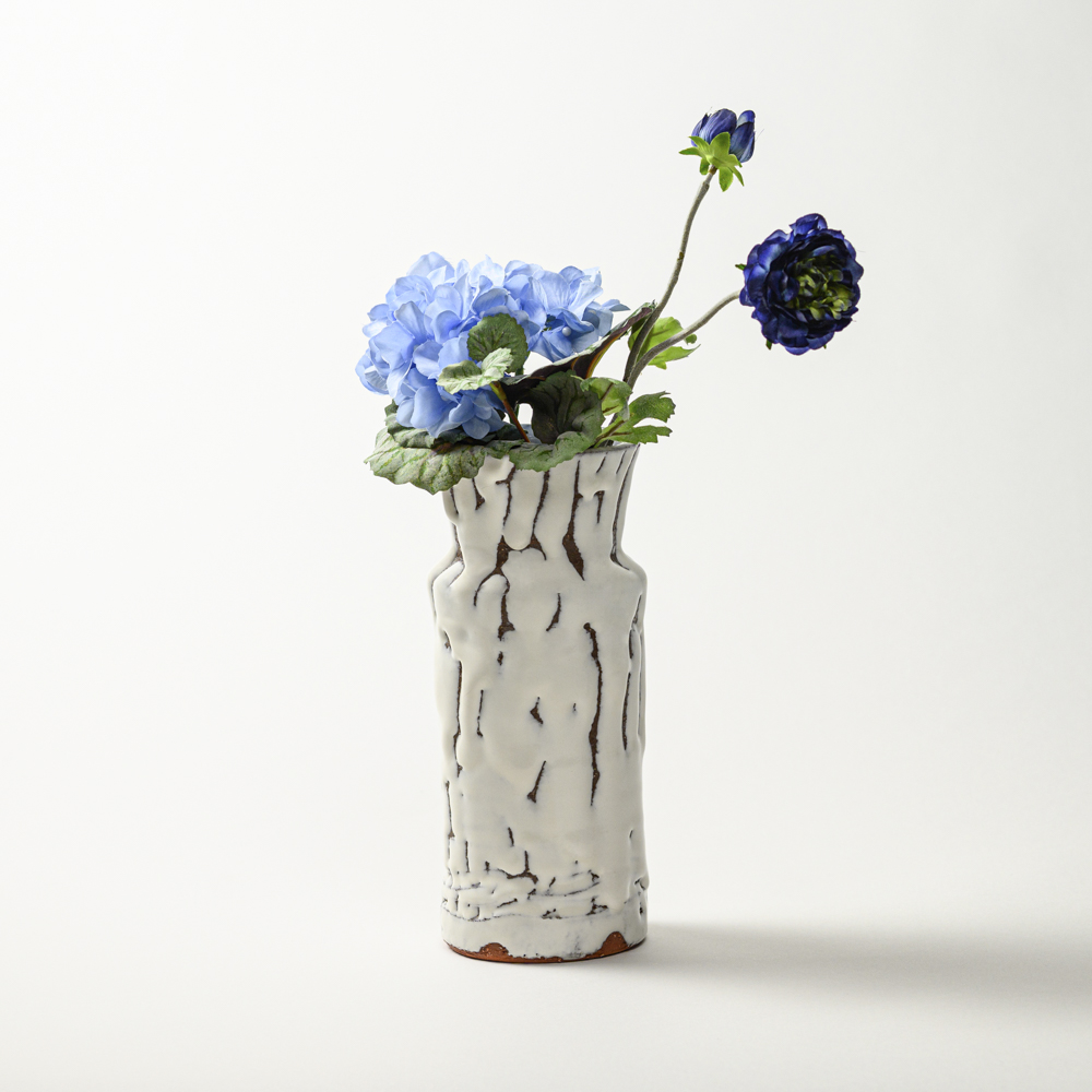 萩焼(伝統的工芸品)花入鬼白松砧