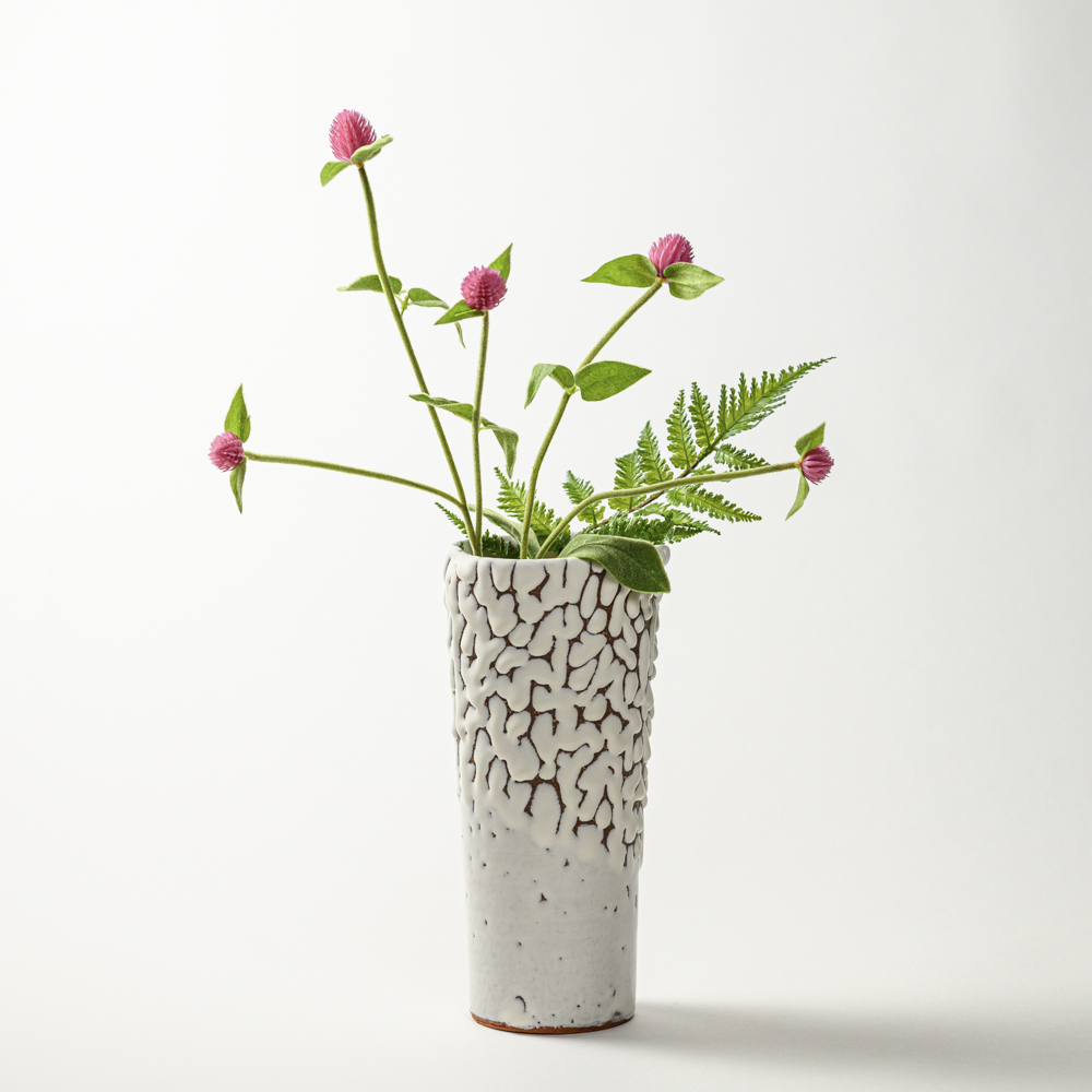 萩焼(伝統的工芸品)花入鬼白松円錐形桂