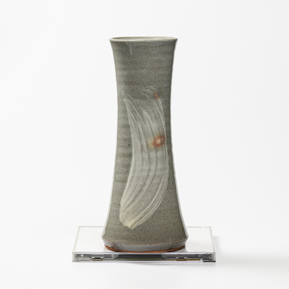 萩焼(伝統的工芸品)花入細手刷毛青端反