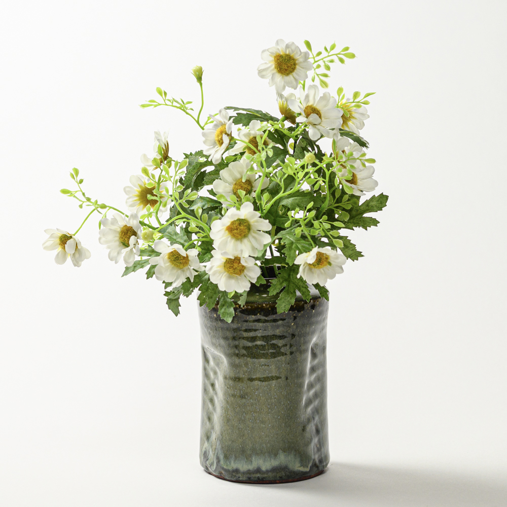 萩焼(伝統的工芸品)花入小鉄青釉肩衝三方叩き