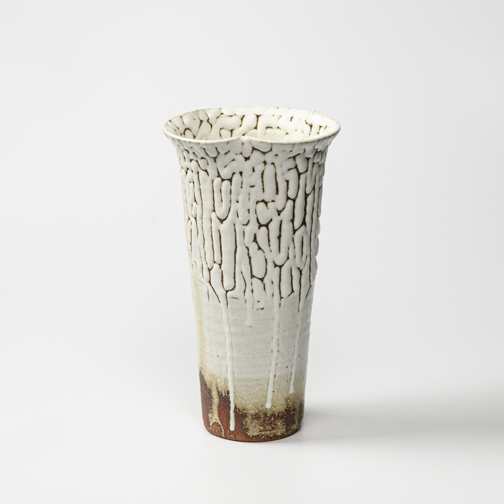 萩焼(伝統的工芸品)花入大鬼白松円錐形三つ葉