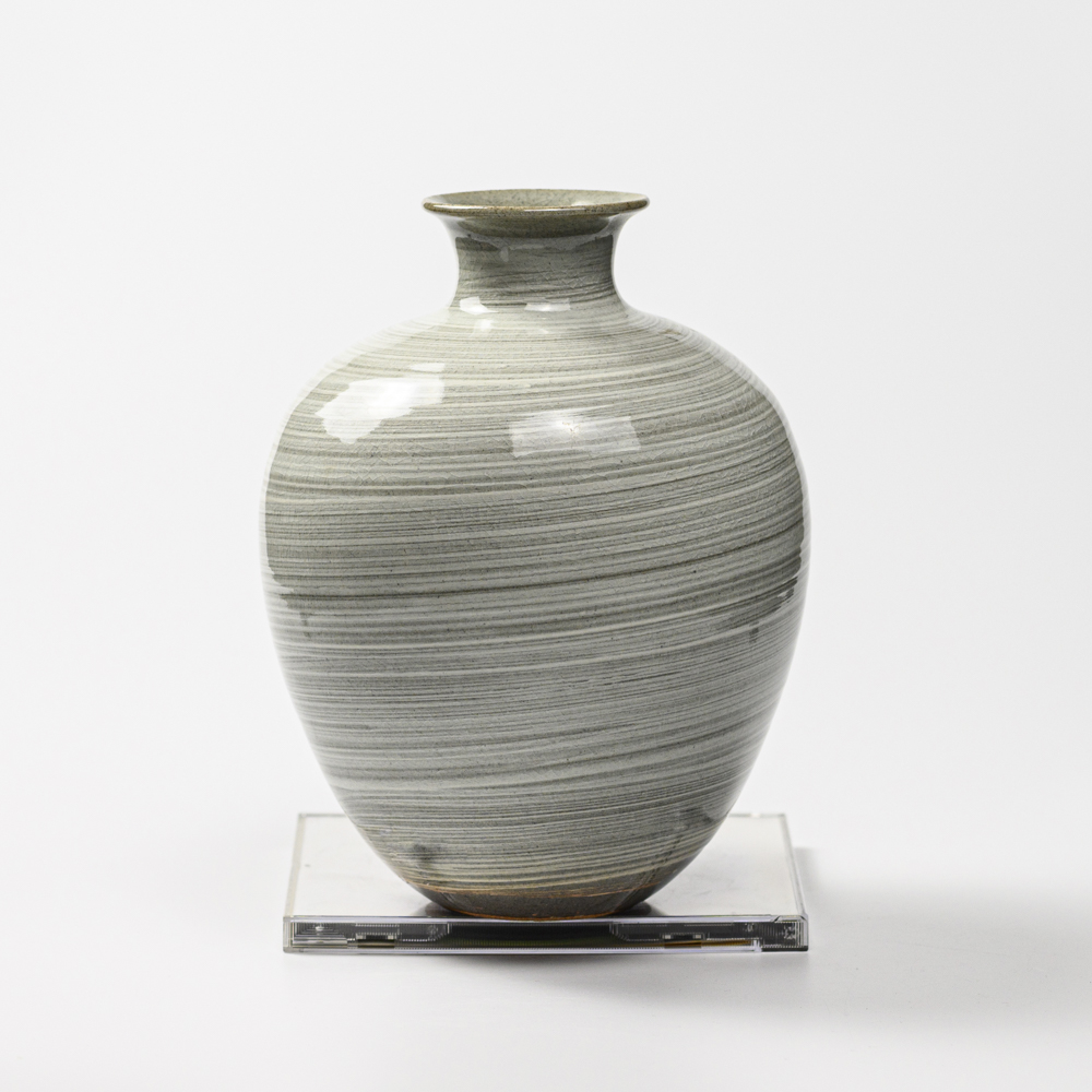萩焼(伝統的工芸品)花入刷毛青丸中細口