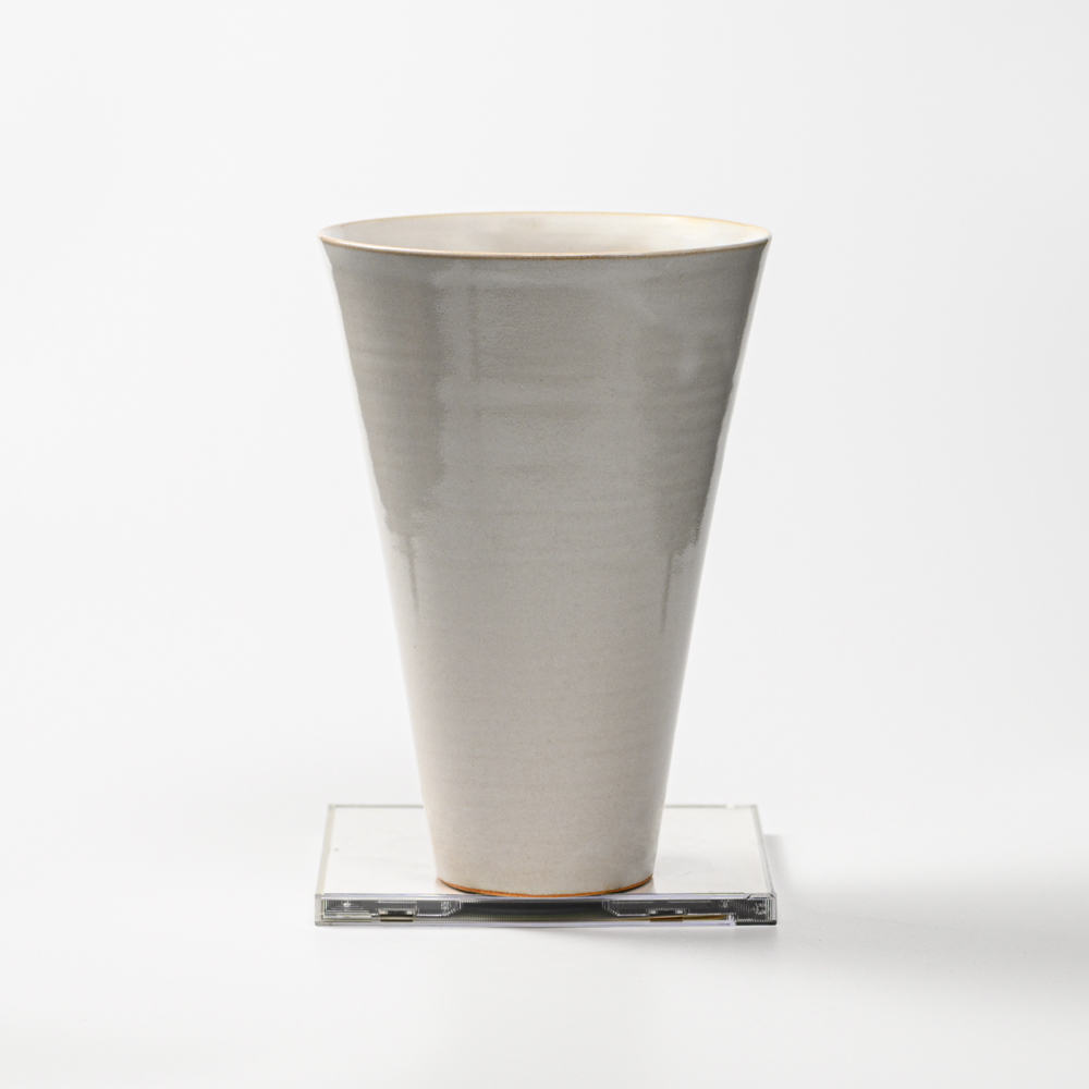 萩焼(伝統的工芸品)花入広口白姫末広呉器