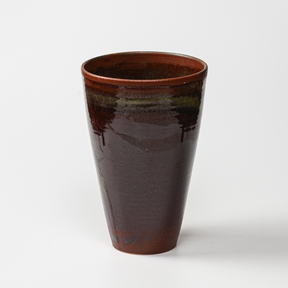 萩焼(伝統的工芸品)花入広口鉄赤釉呉器