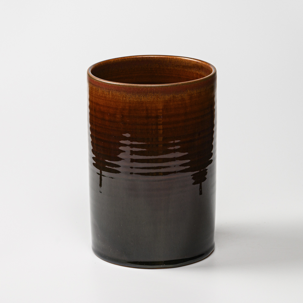 萩焼(伝統的工芸品)花入広口鉄赤釉筒