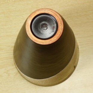 萩焼(伝統的工芸品)花入広口掛分け(黒釉&わら)呉器