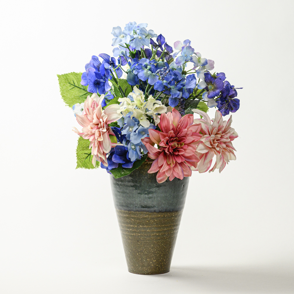 萩焼(伝統的工芸品)花入広口鉄青釉呉器