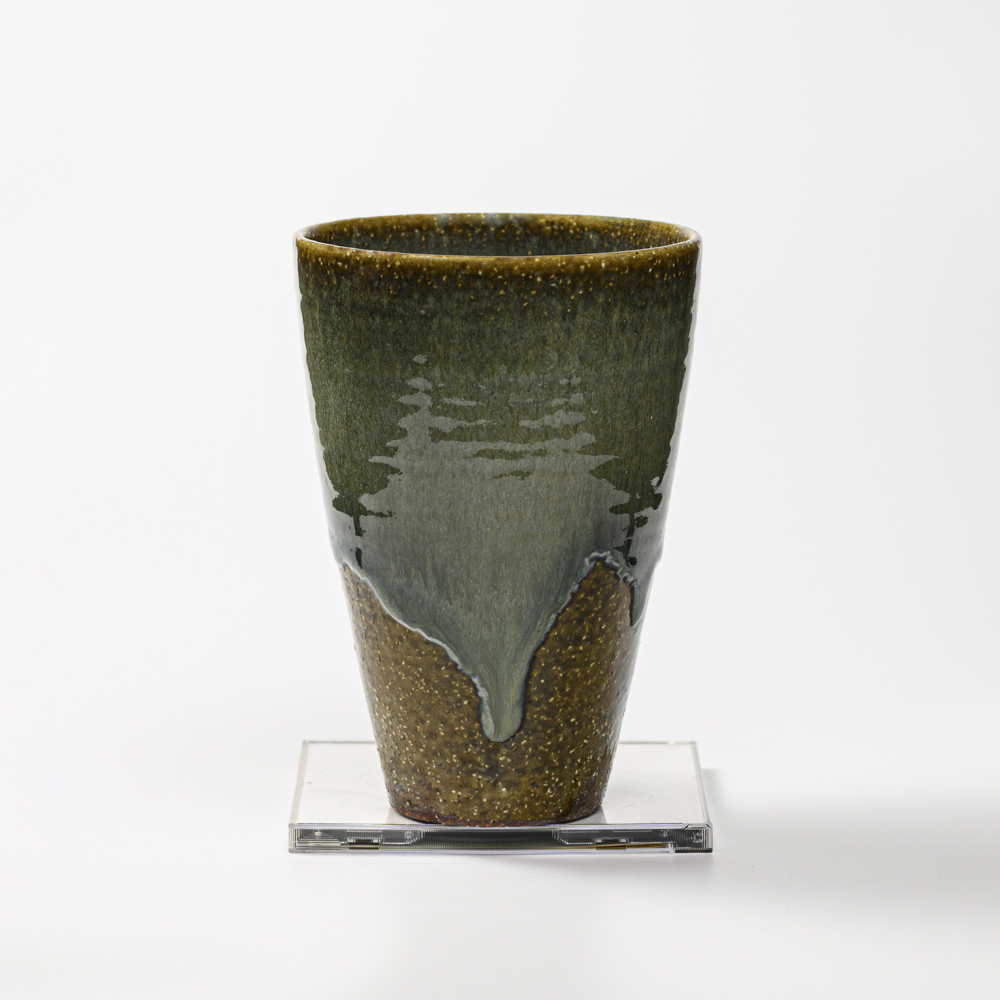 萩焼(伝統的工芸品)花入広口鉄青釉呉器