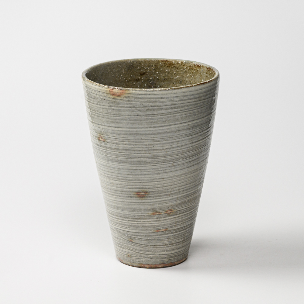 萩焼(伝統的工芸品)花入広口刷毛青荒呉器