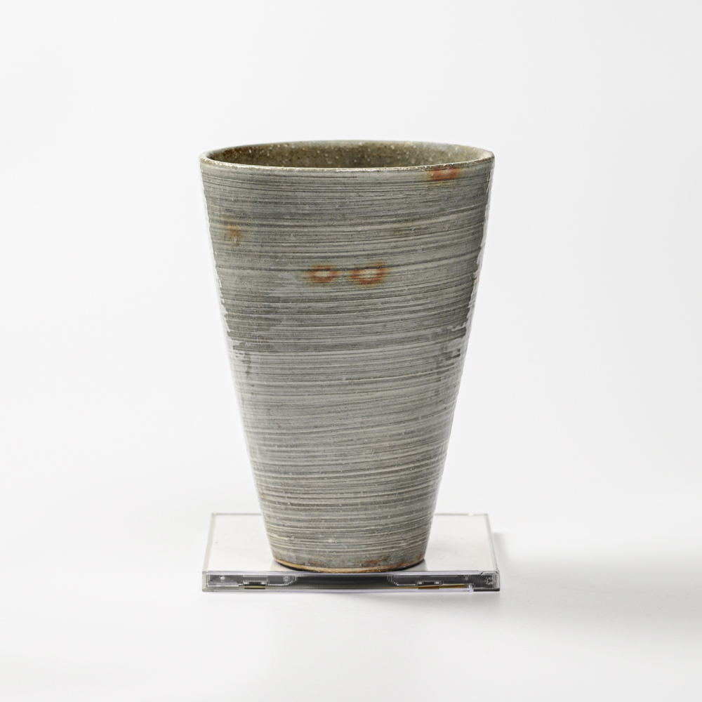 萩焼(伝統的工芸品)花入広口刷毛青荒呉器