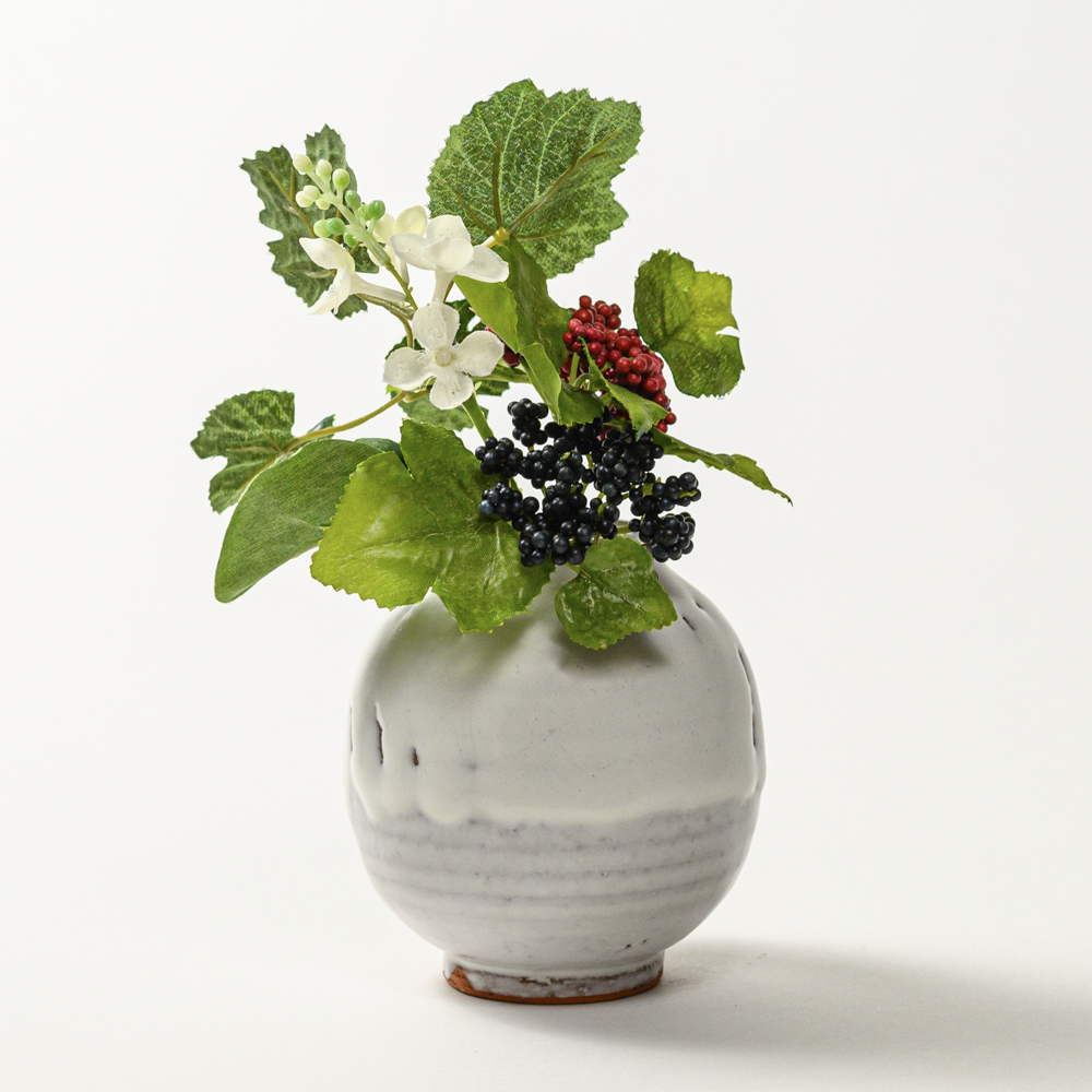 萩焼(伝統的工芸品)ミニ花入鬼白松丸
