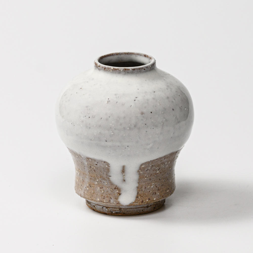 萩焼(伝統的工芸品)ミニ花入白萩掛分け瓶子