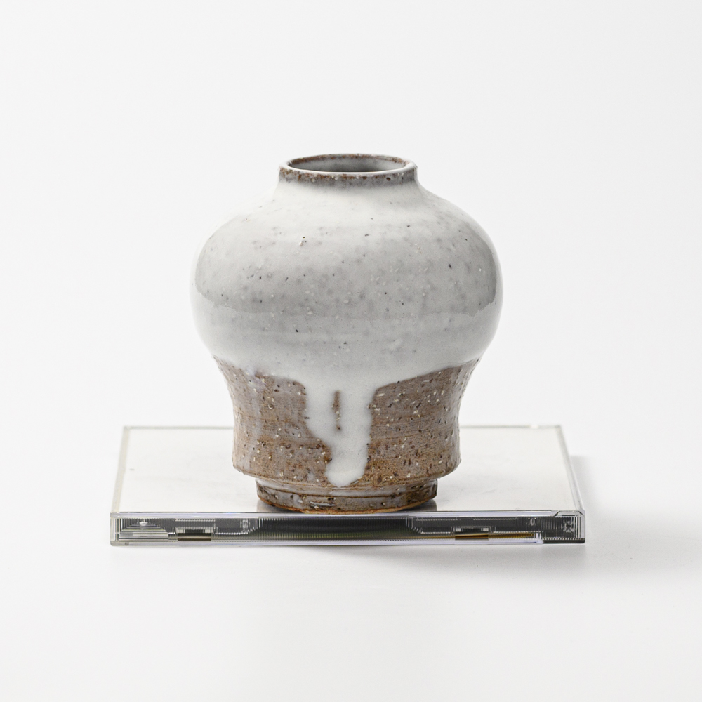 萩焼(伝統的工芸品)ミニ花入白萩掛分け瓶子