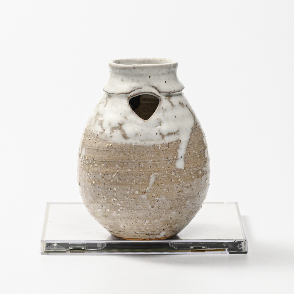 萩焼(伝統的工芸品)掛花入白萩掛分け茄子口上前