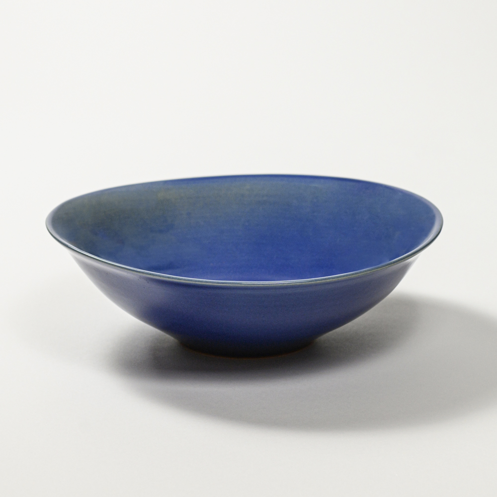 萩焼(伝統的工芸品)水盤藍釉末広