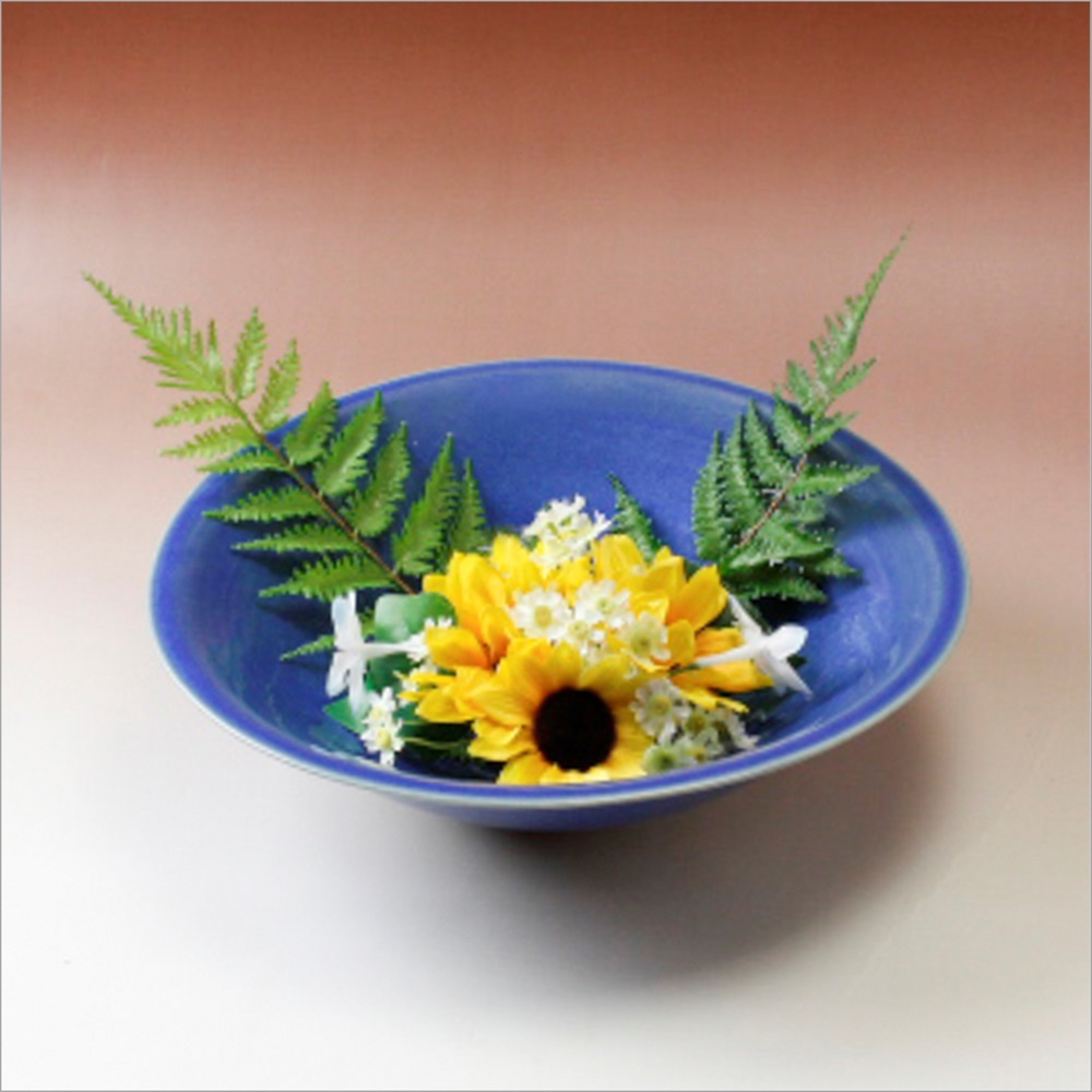 萩焼(伝統的工芸品)水盤透青釉末広