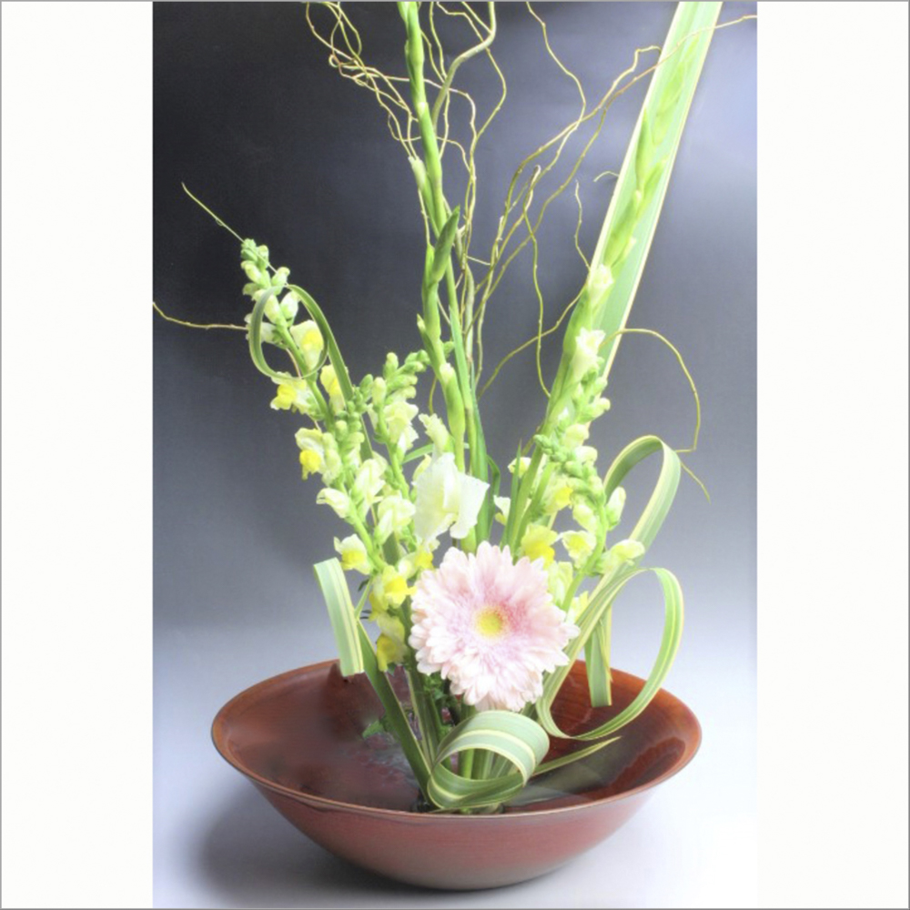 萩焼 伝統的工芸品 水盤大鉄赤釉朝顔流し紋
