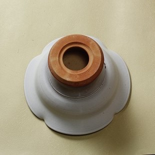 萩焼(伝統的工芸品)コンポート白萩掛分け四つ葉高付