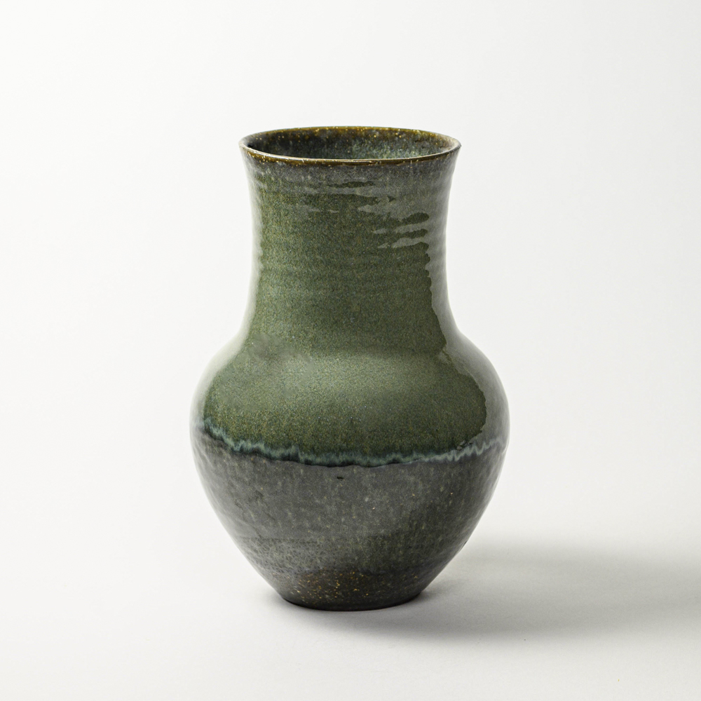 萩焼(伝統的工芸品)花器鉄青釉長頸