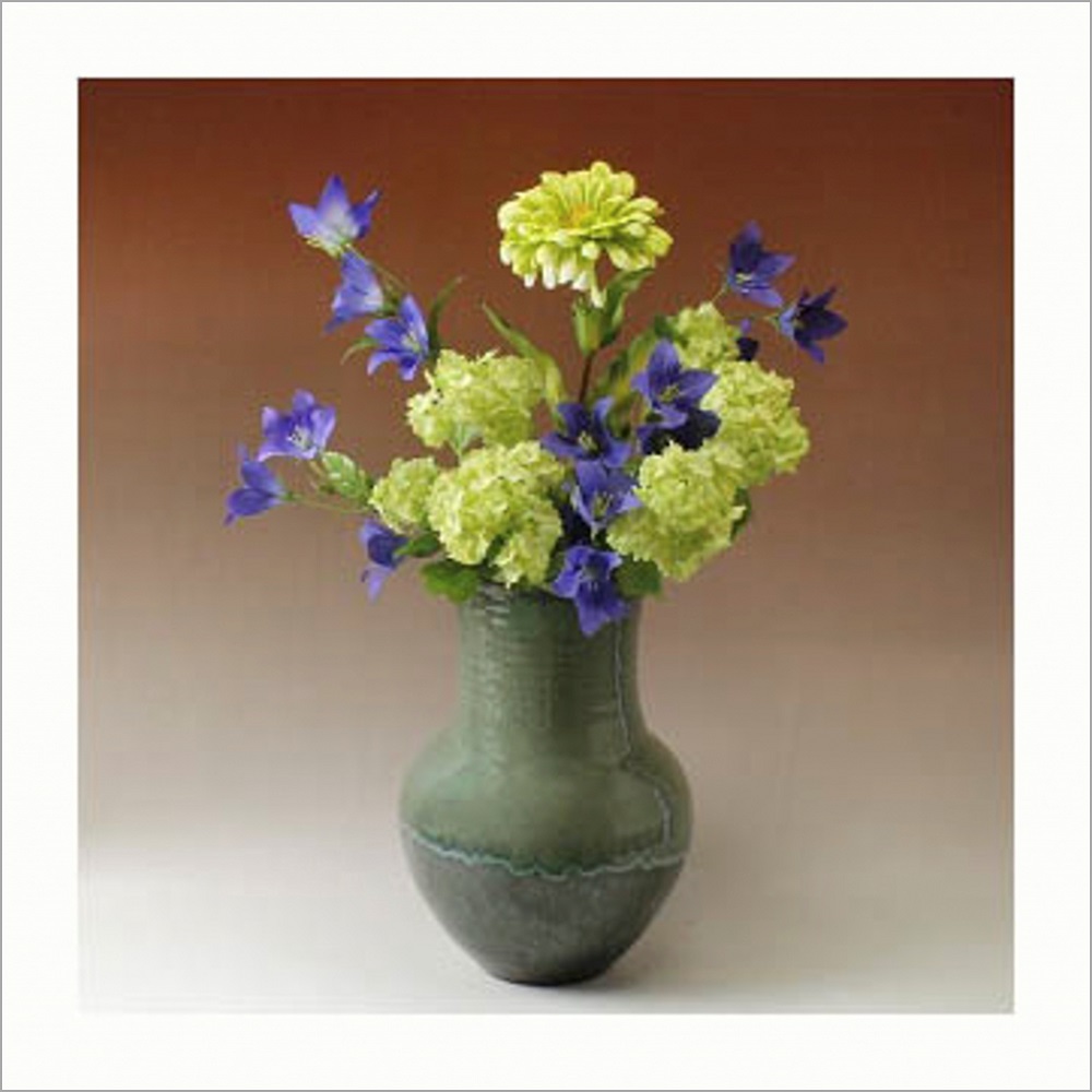 萩焼(伝統的工芸品)花器鉄青釉長頸