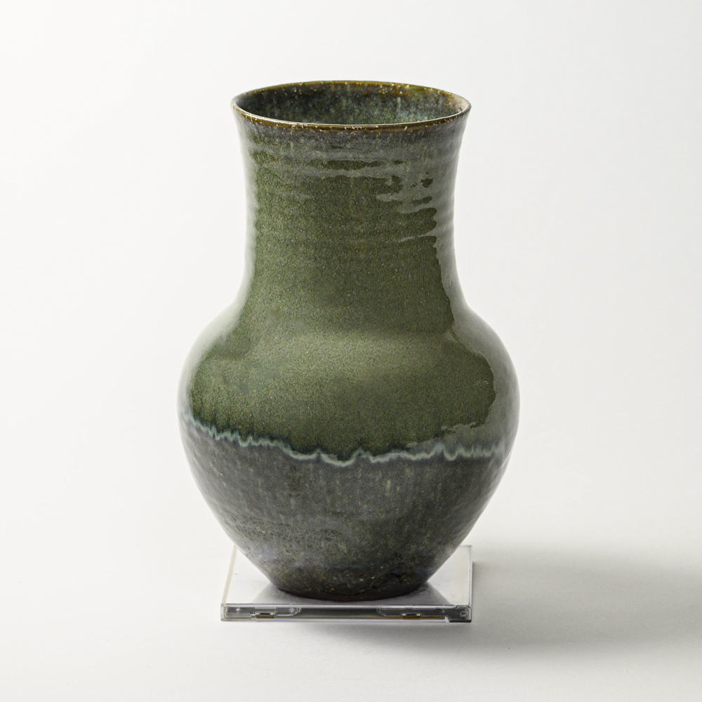 萩焼(伝統的工芸品)花器鉄青釉長頸