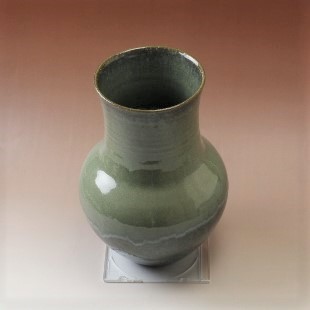 萩焼(伝統的工芸品)花器鉄青釉長頸