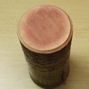 萩焼(伝統的工芸品)花器大緑釉荒筒肩衝耳付叩き文