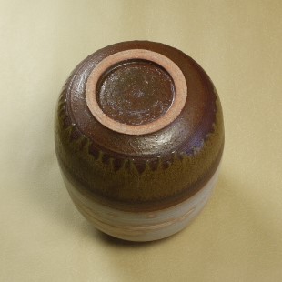 萩焼(伝統的工芸品)壷大掛分け(刷毛青荒&鉄釉)瓜形