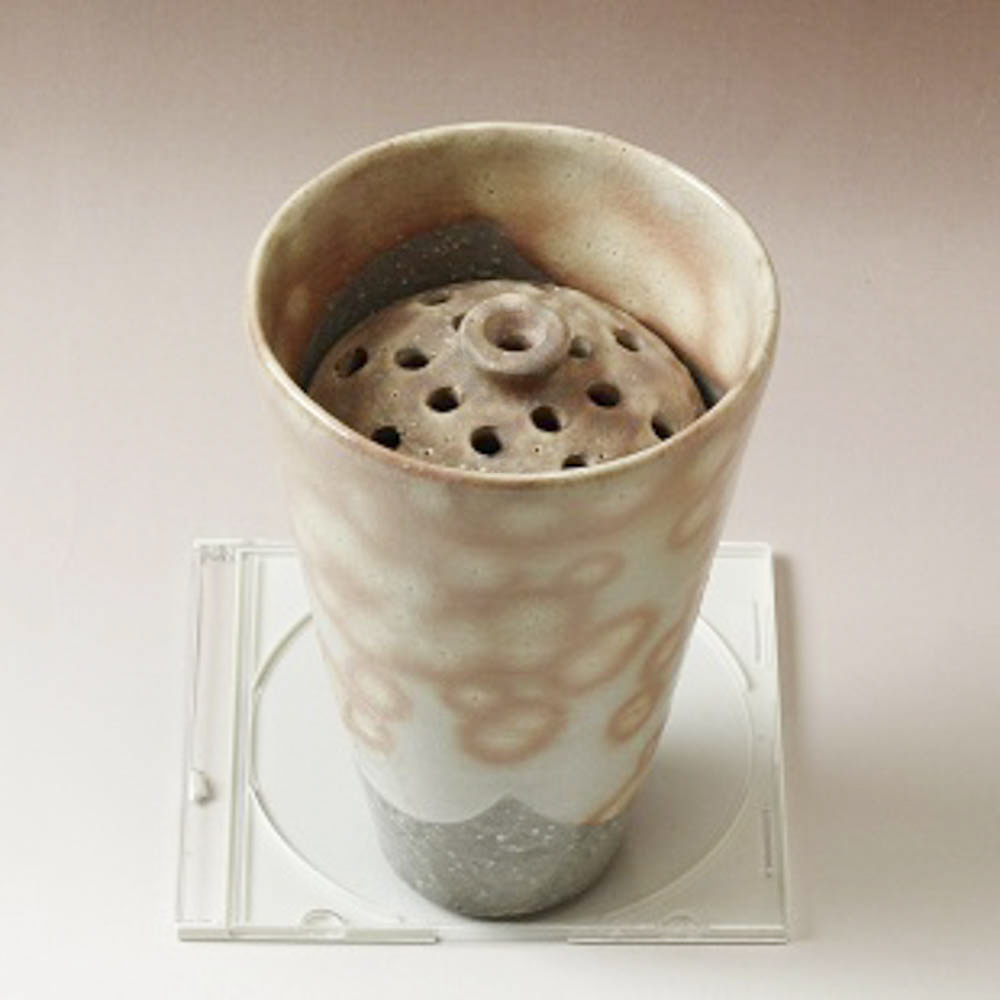 萩焼(伝統的工芸品)壷特大鬼白竹掛外し丸