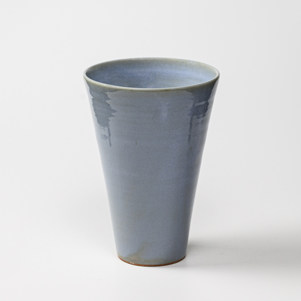 萩焼(伝統的工芸品)花入広口淡青釉末広
