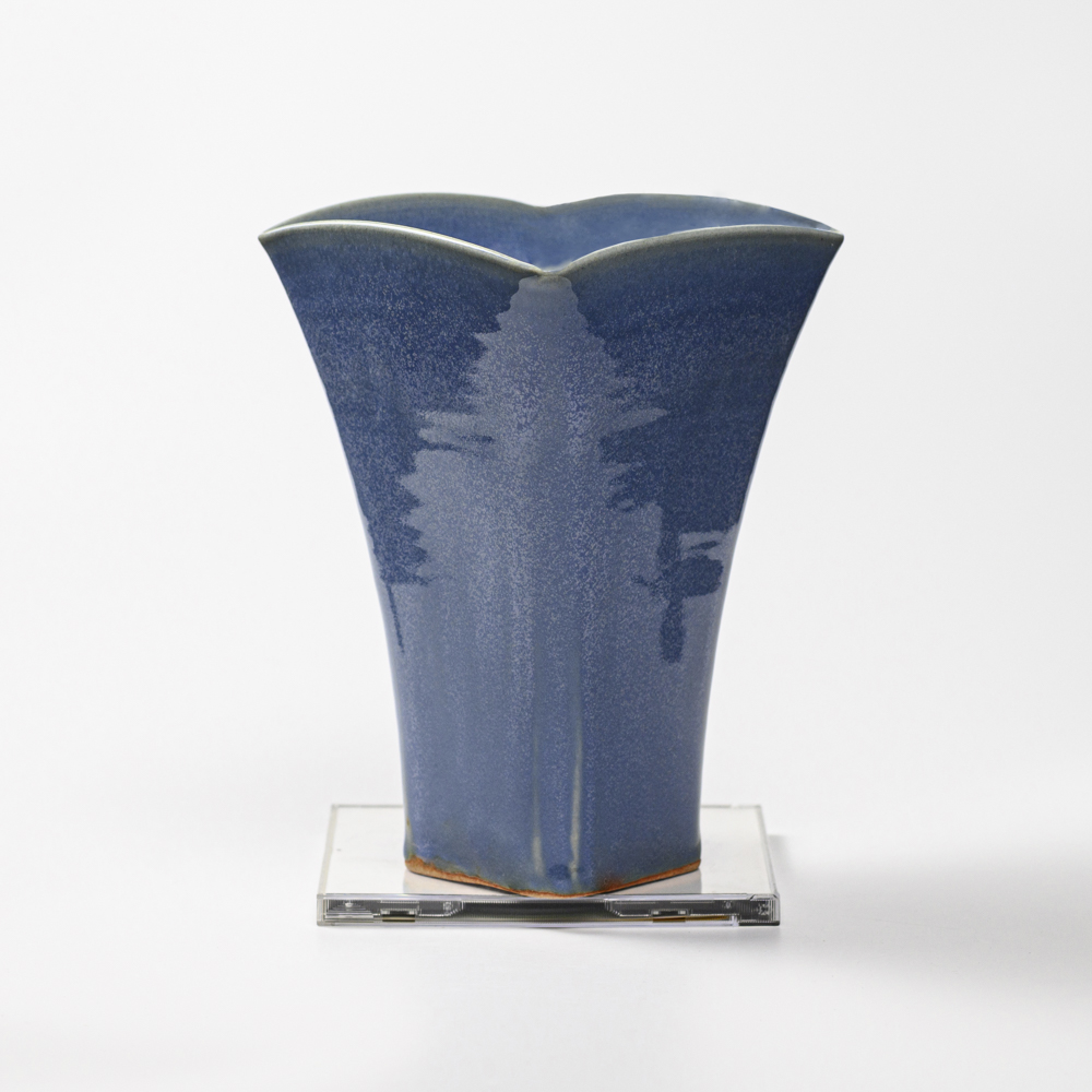 萩焼(伝統的工芸品)花入広口青釉四方