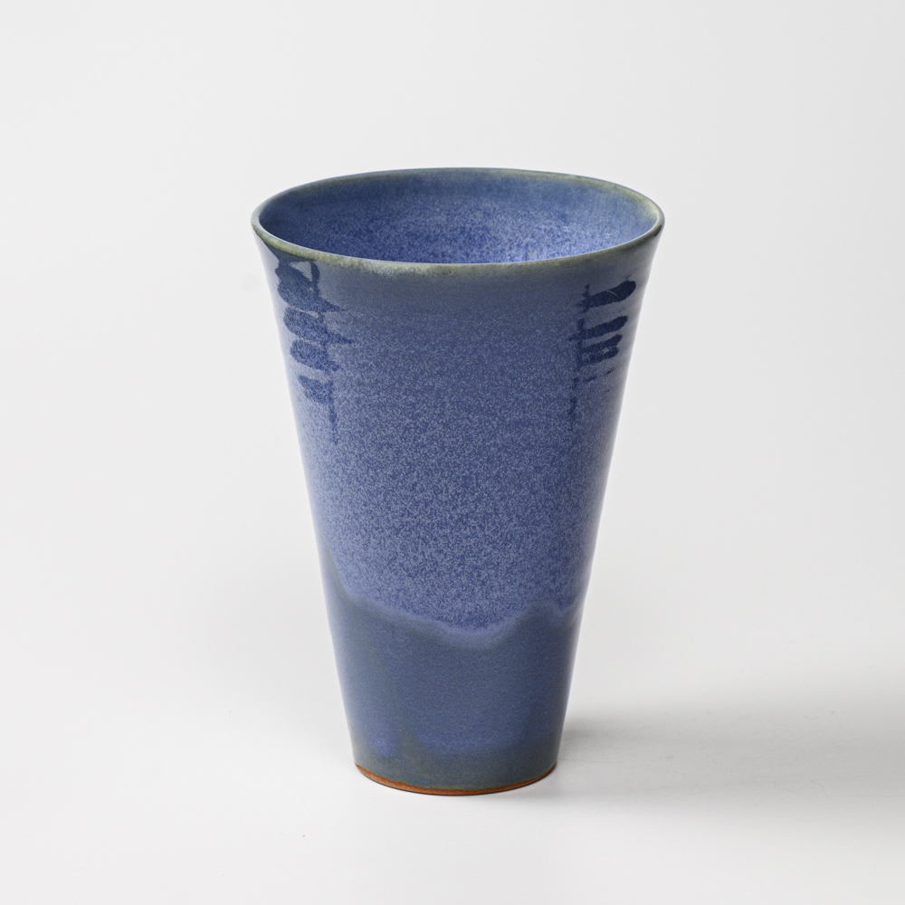 萩焼(伝統的工芸品)花入広口青釉末広