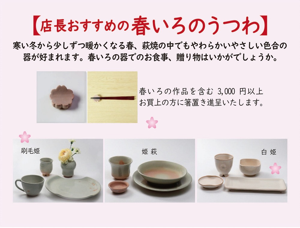 店長おすすめの春いろのうつわ