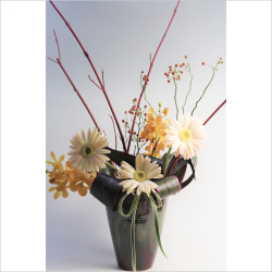 萩焼(伝統的工芸品)花入広口鉄赤釉呉器