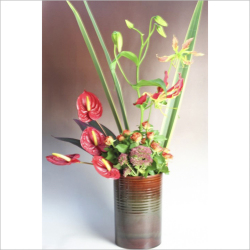 萩焼(伝統的工芸品)花入広口鉄赤釉筒