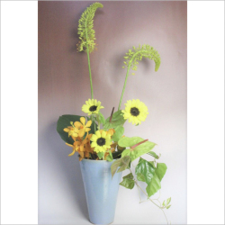 萩焼(伝統的工芸品)花入広口淡青釉末広