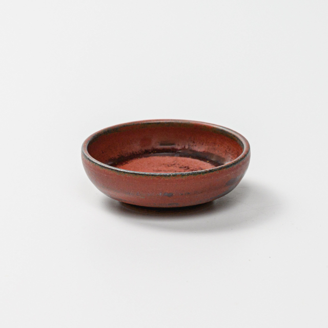 萩焼(伝統的工芸品)豆皿鉄赤釉丸