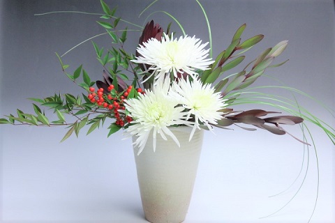 萩焼(伝統的工芸品)花入広口わら緑呉器