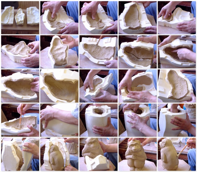 「萩焼が出来るまで」押し型作り-置物成形